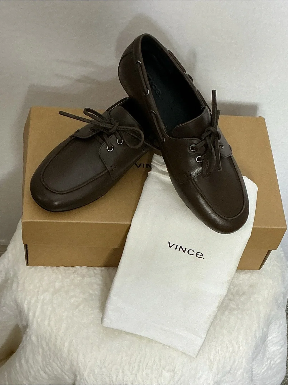 Vince Brown Leather Lace-Up Loafers / Boat Shoes - Size 7